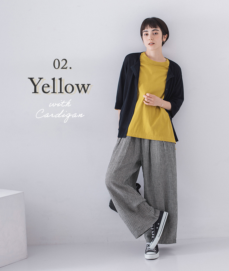 HEAVENLY オーガニックコットン7分袖Tシャツ イエロー