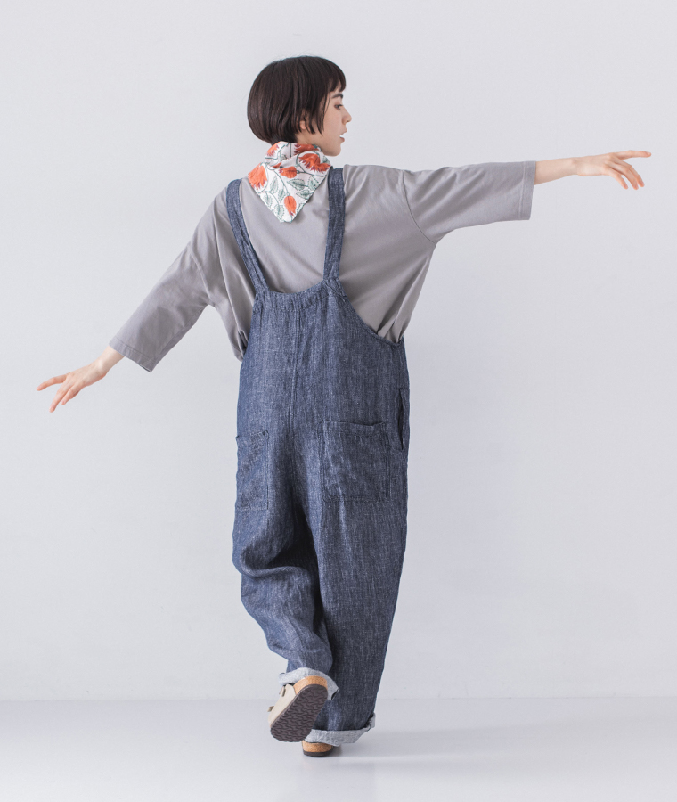 HEAVENLY オーガニックコットン7分袖Tシャツ グレー 全身後ろ