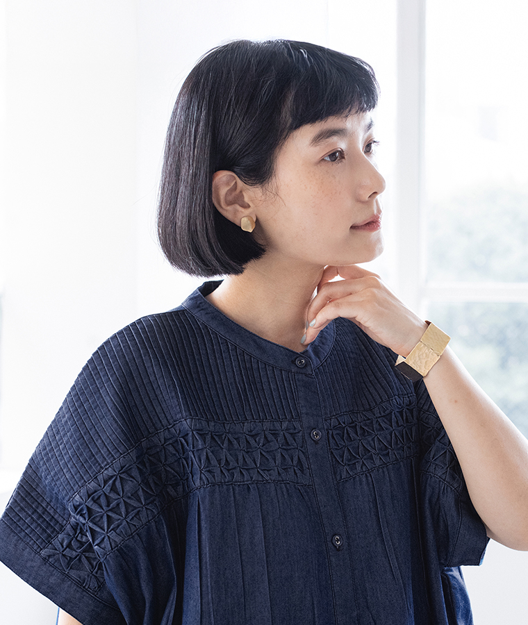 【 別注｜LUPILIEN by natulan 】デニムスモッキングピンタックワンピース