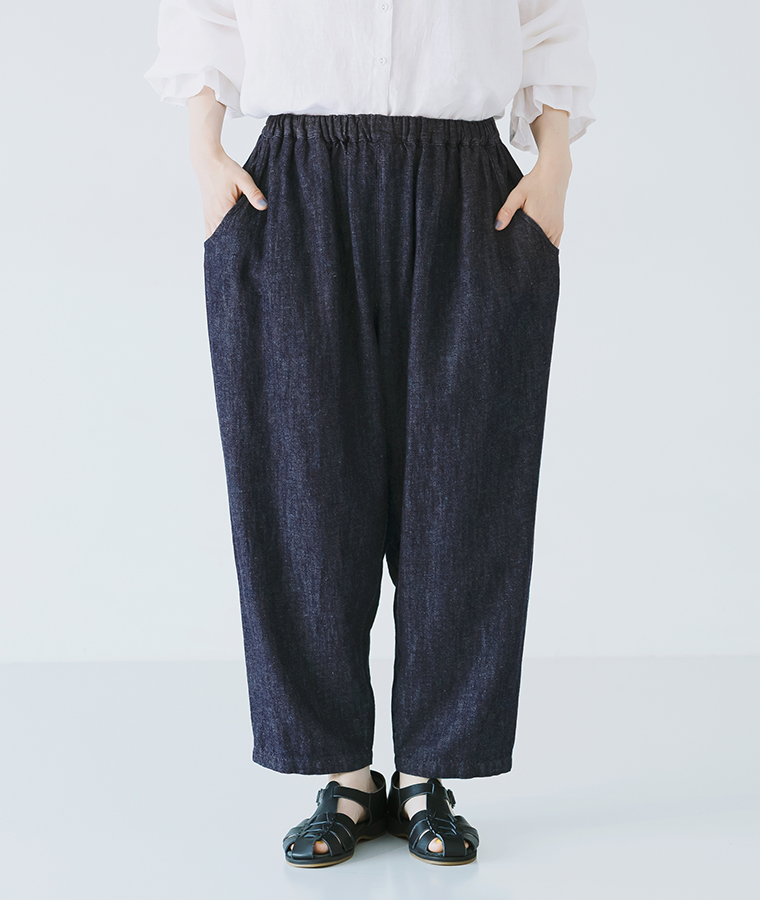 【 別注｜ ista-ire】着丈選べる　甘撚りコットンリネンデニムよくばりパンツ