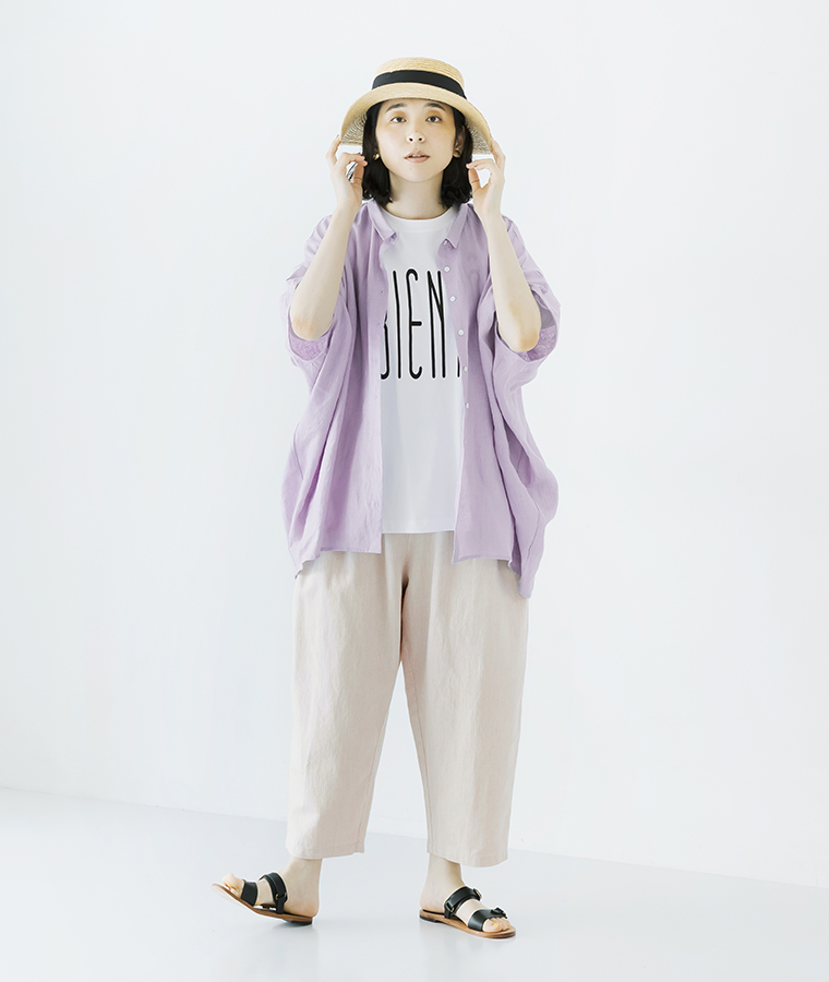 【 別注｜ ista-ire】甘撚りコットンリネンデニムよくばりパンツ キナリ