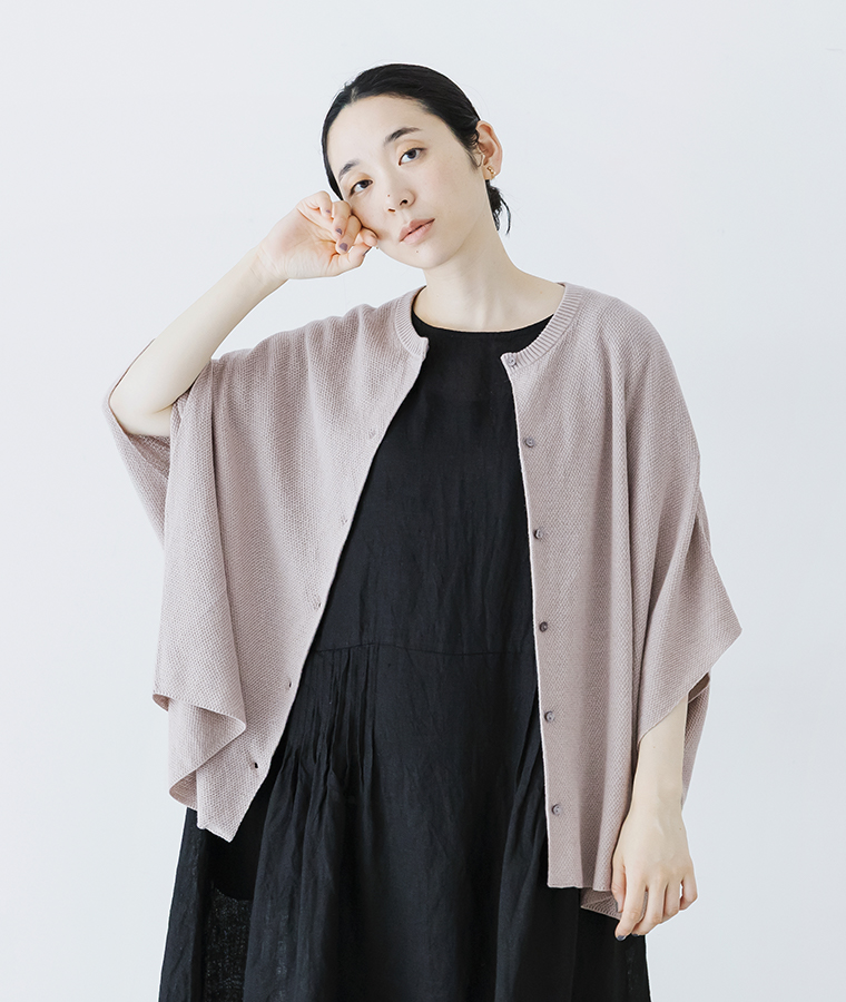 【 別注｜ 08Mab 】コットンリネンニット鹿の子編みカーディガン