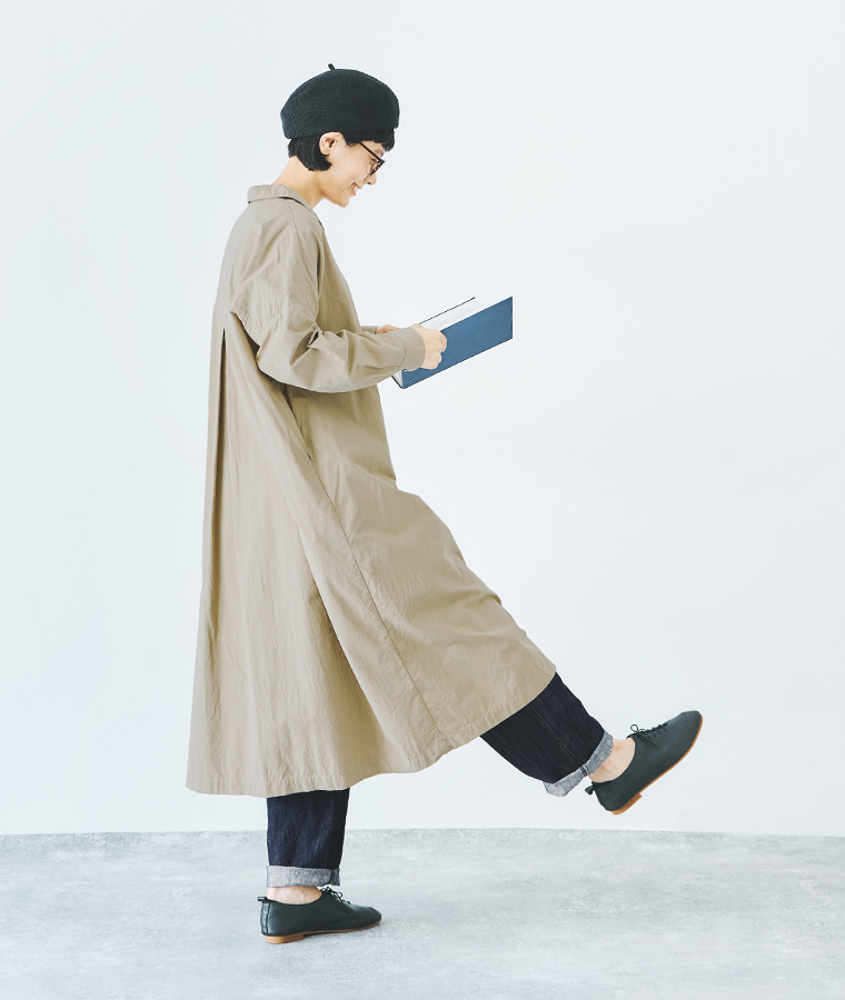 ista-ire　コットンリネンデニムパンツ ワンピース合わせ 横