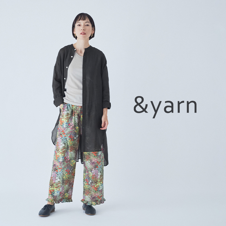 &yarn コットン総柄ワイドパンツ 