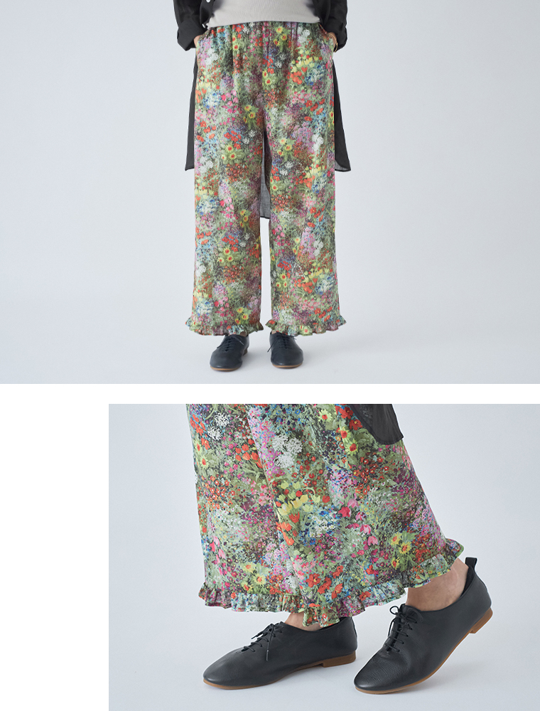 &yarn コットン総柄ワイドパンツ 　パンツ寄り