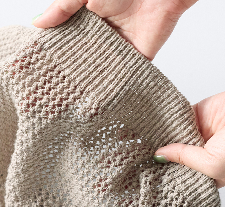 &yarn ドルマンニットカーディガンの生地寄り