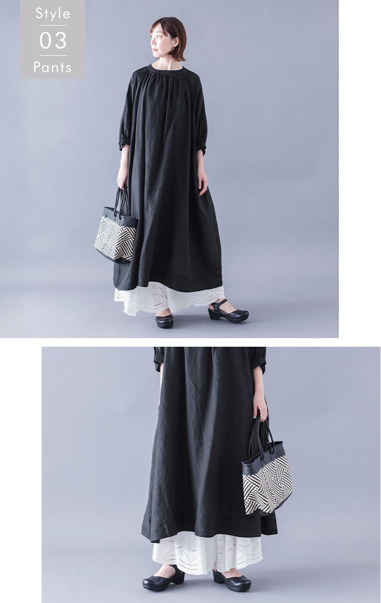 &yarn  カットワークレースワイドパンツ　ホワイト　ワンピースコーデ