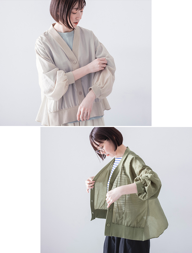&yarn テンセルナイロンシアーVネックカーディガン 2体