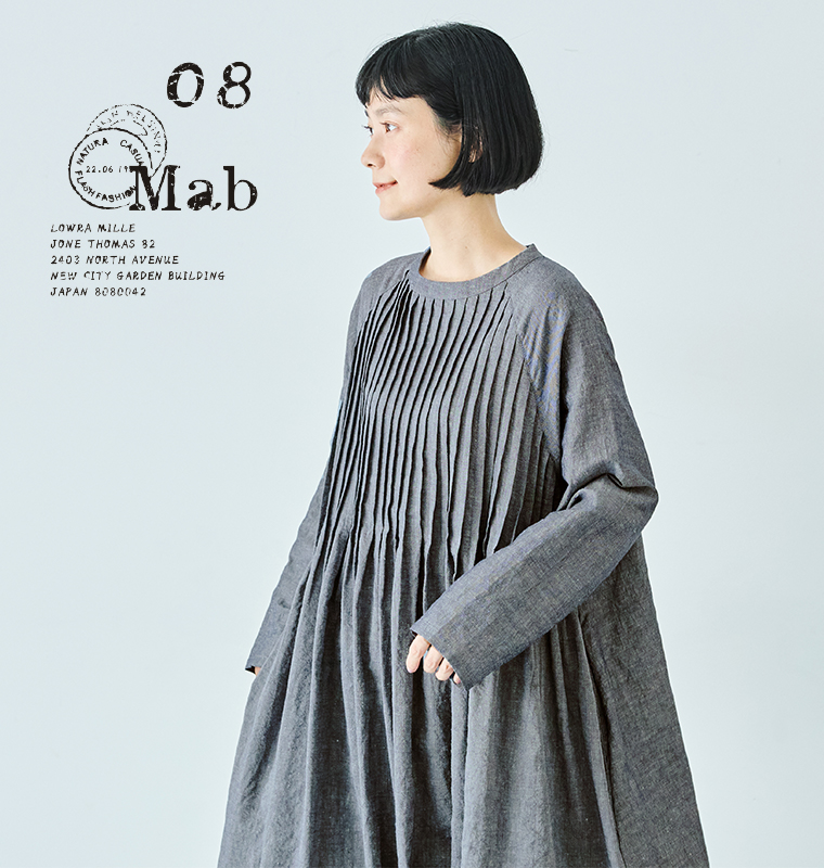 リラックス感のあるラグランスリーブ【 08Mab 】細やかで美しいデザインのピンタックワンピース