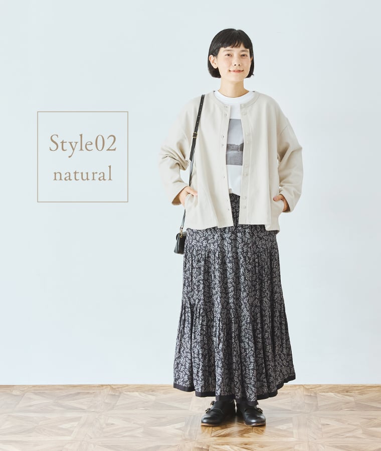 &yarn コットンコーマ裏毛カーディガン(ナチュラル)のコーディネート