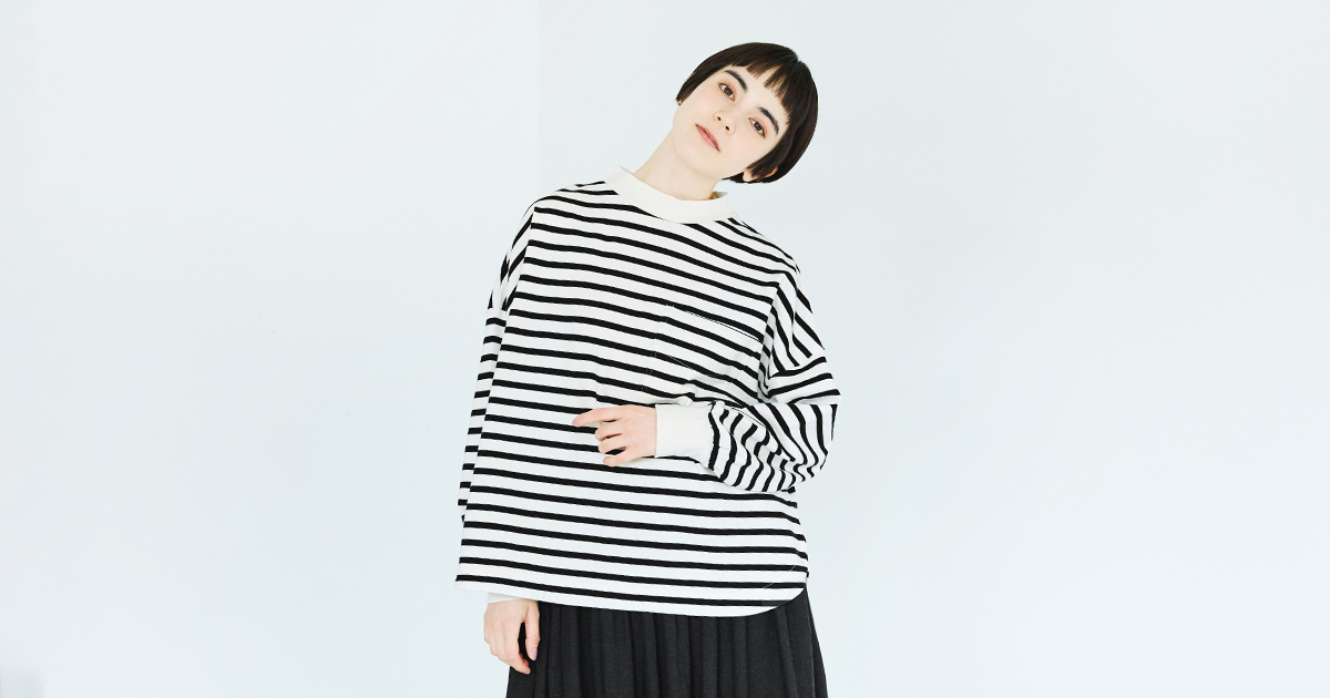 大人っぽい印象のリブハイネック【 Bliss bunch 】定番ボーダープル