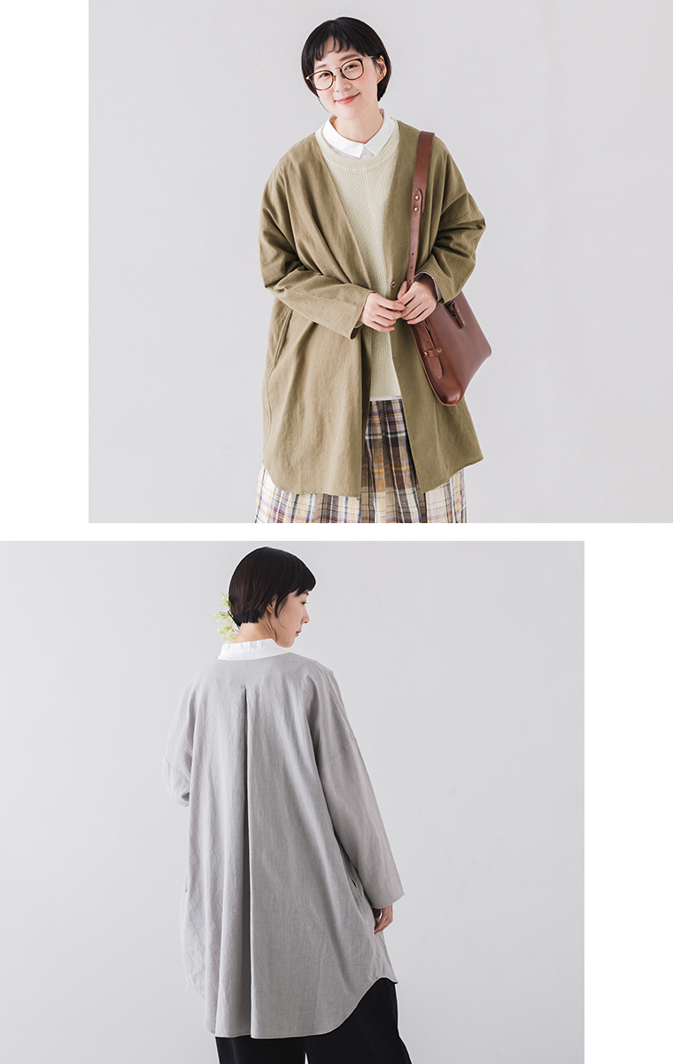 &yarn リネンコットン ロング羽織りジャケット