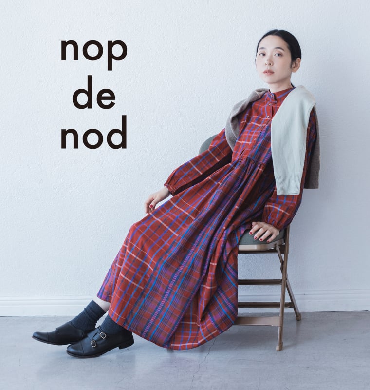 nop de nod タイプライターオリジナルチェック2way切り替えワンピース