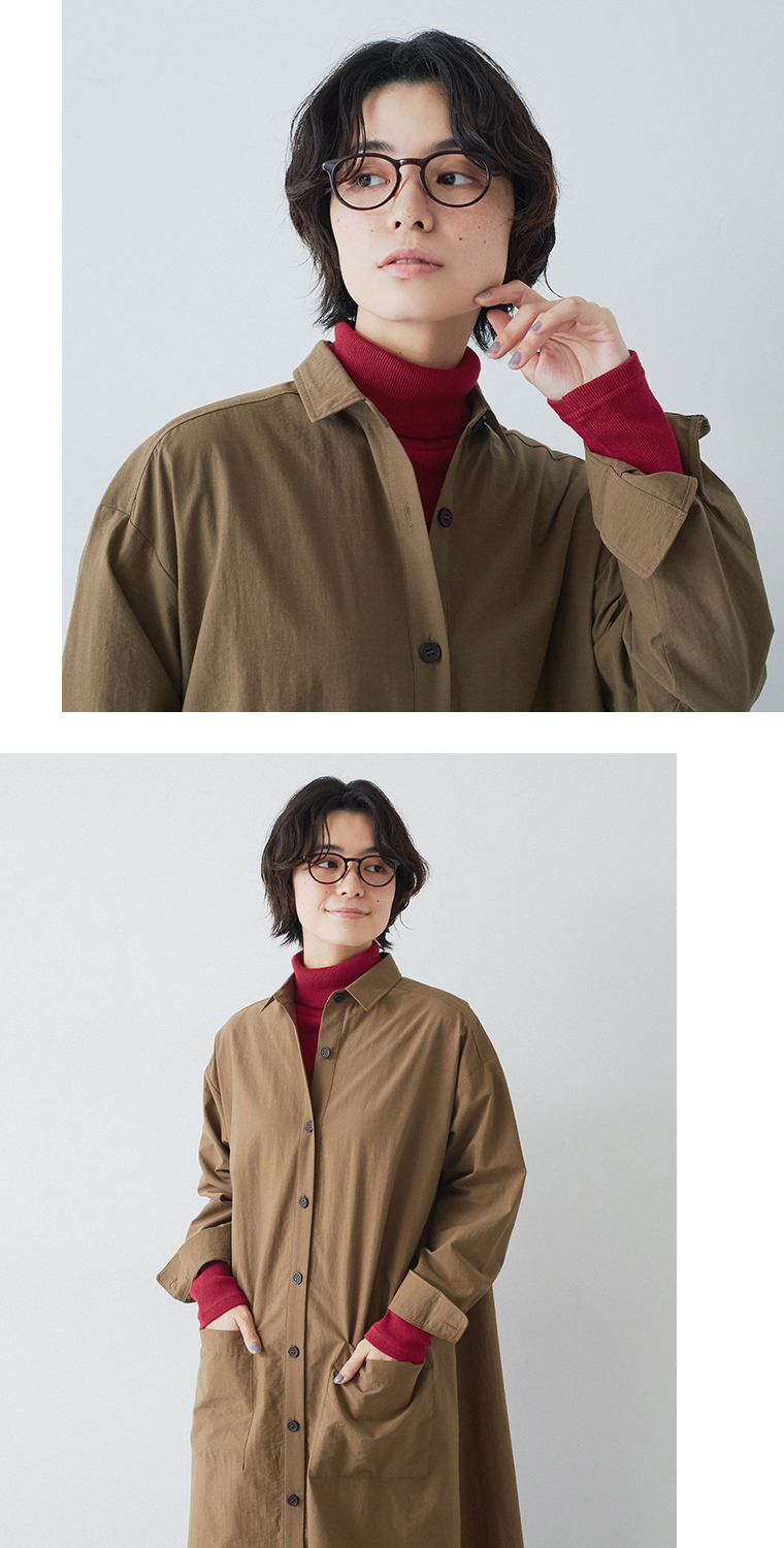 【 &yarn 】わたしの定番タートルネック レッド ワンピースの下にレイヤード
