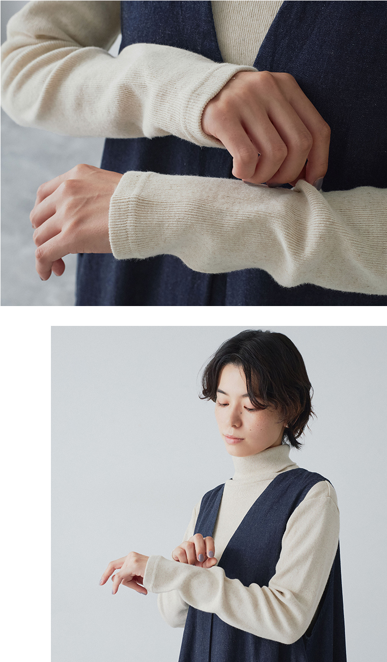 【 &yarn 】わたしの定番タートルネック ナチュラル 首寄り