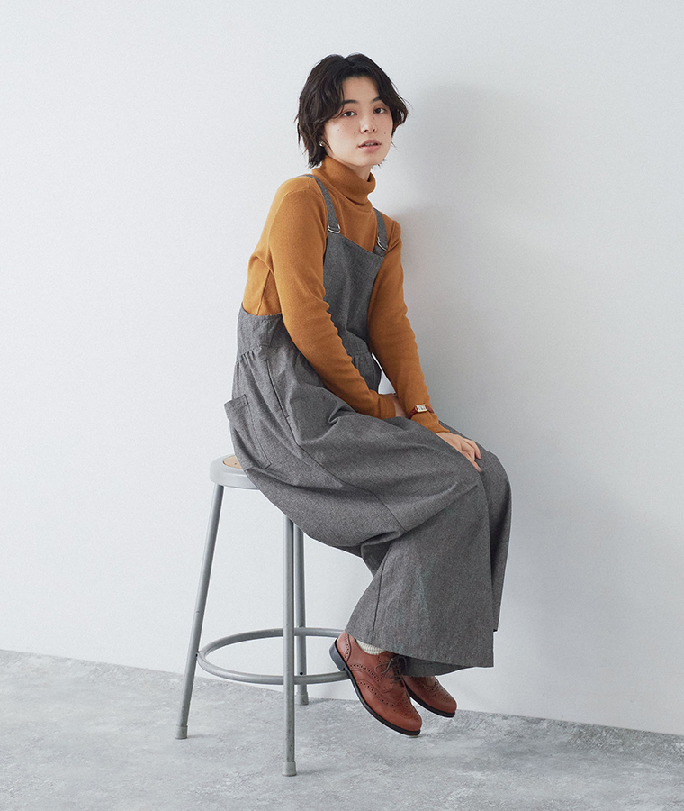 【 &yarn 】わたしの定番タートルネック マスタード 全身コーディネート