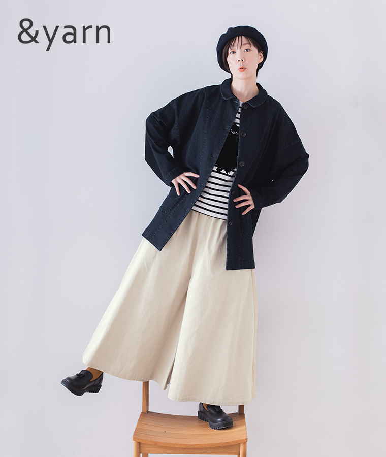 &yarn コーデュロイワイドギャザーパンツのご紹介