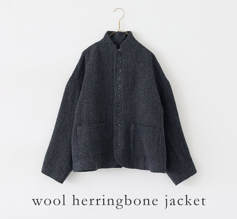 ICHI Antiquit?s ウールヘリンボーンジャケット 掛け画像