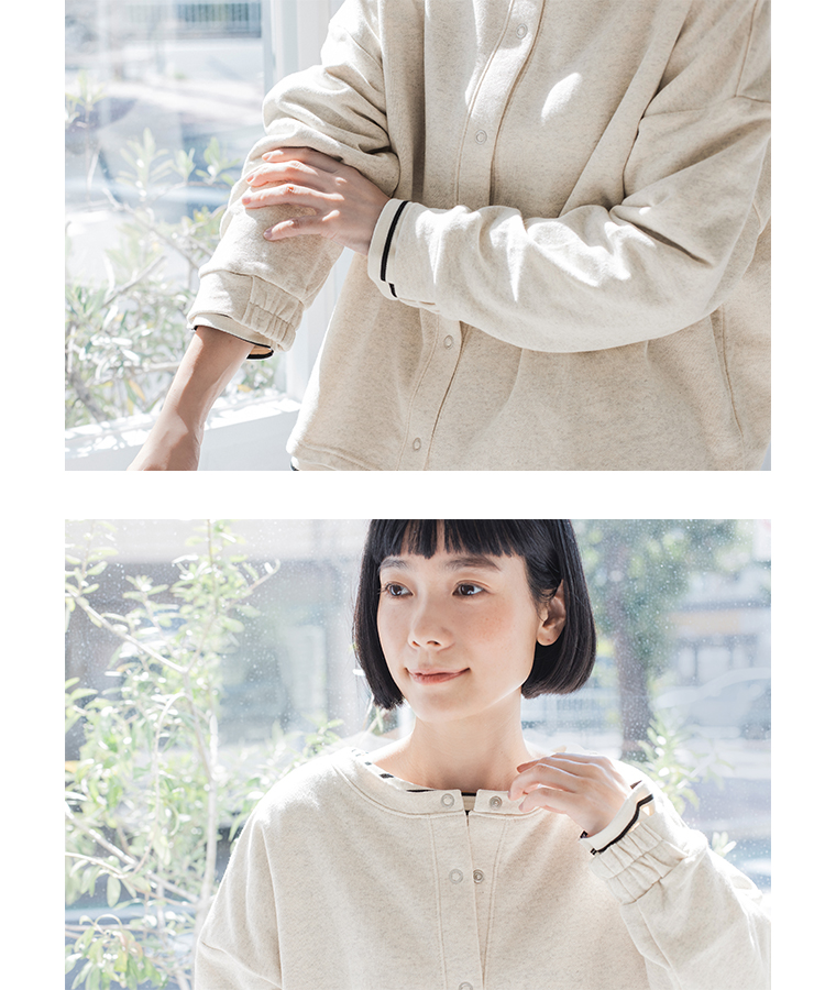 LUPILIEN by natulan  別注　福袋　裏毛スナップボタン2wayカーディガン　ディテール