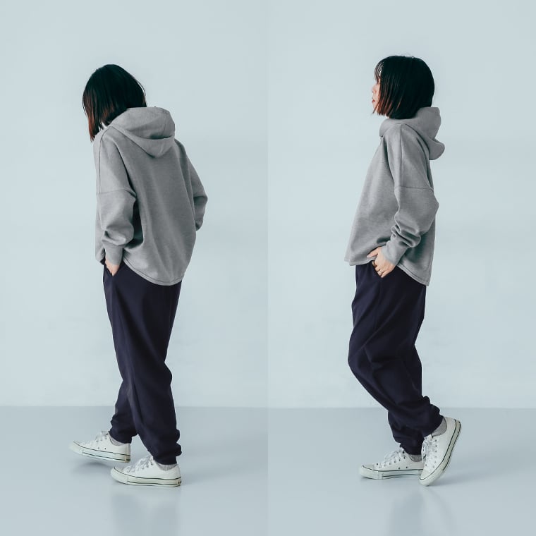 caloom  ストレッチジョガーパンツ　ネイビー　横のイメージ