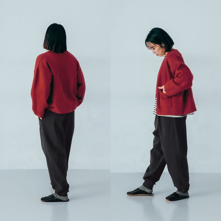 caloom  ストレッチジョガーパンツ　ブラック　後ろ　横のイメージ