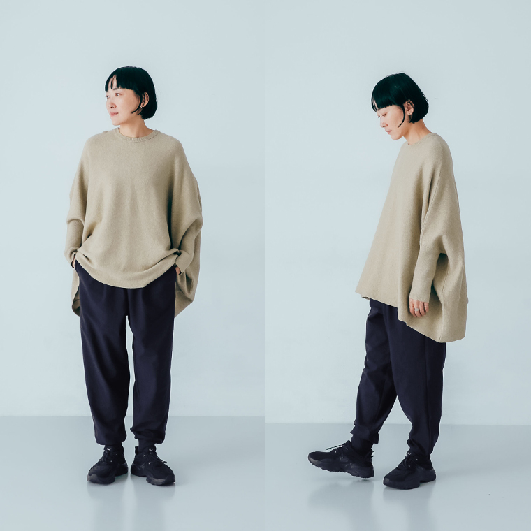 caloom  ストレッチジョガーパンツ　ネイビー　正面　横のイメージ