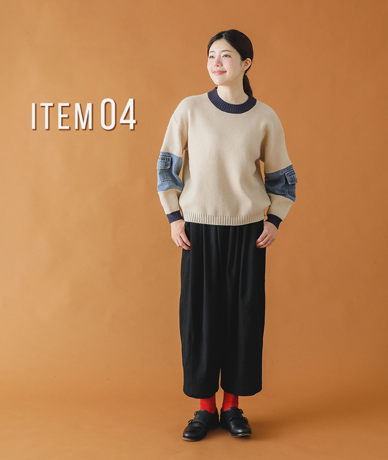 【 COLORK 】配色ニットデニムプルオーバー