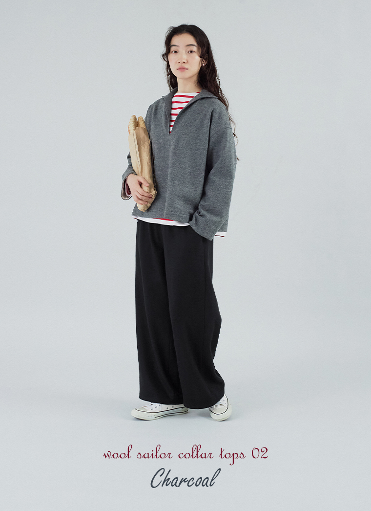 Vent d'ouest セーラーカラートップス(チャコール)のコーディネート