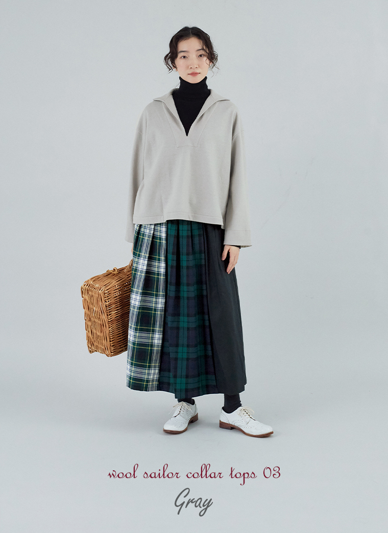 Vent d'ouest セーラーカラートップス(グレー)のコーディネート