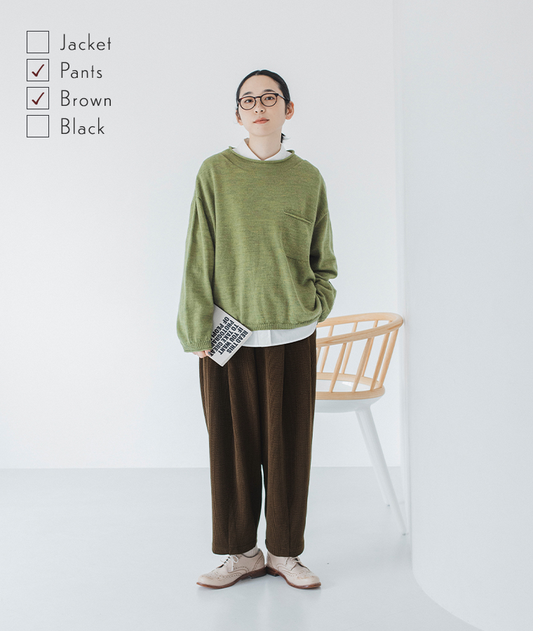 &yarn コットン太畝コーデュロイパンツの着こなし