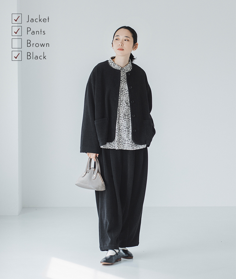 &yarn コットン太畝コーデュロイ ジャケットとパンツ　セットアップコーデ