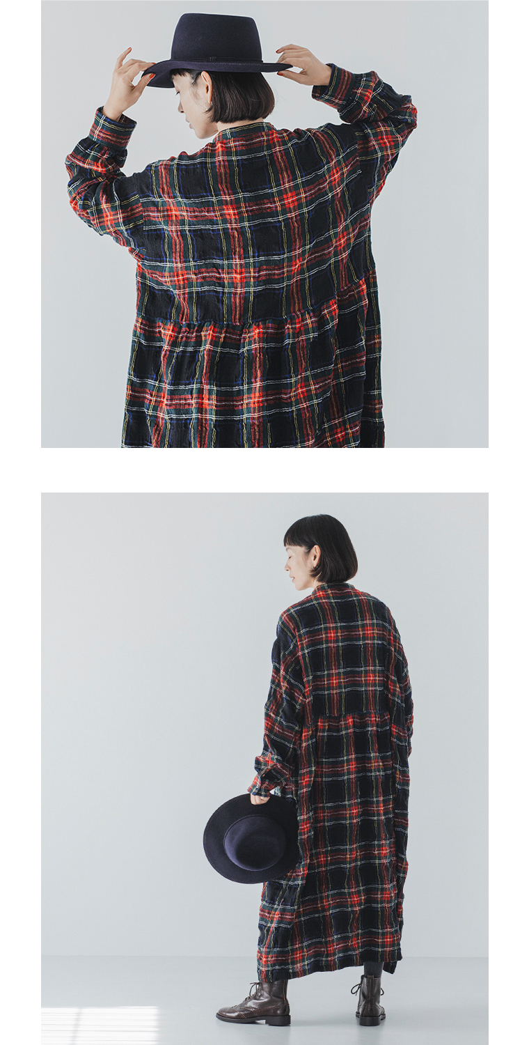 ICHI Antiquites  コットンウールタータンチェック　後ろのイメージ