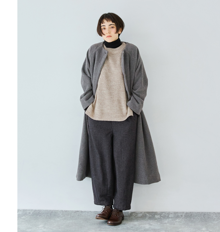 08Mab アクリルウール鹿の子編みベスト ベージュ コート羽織り