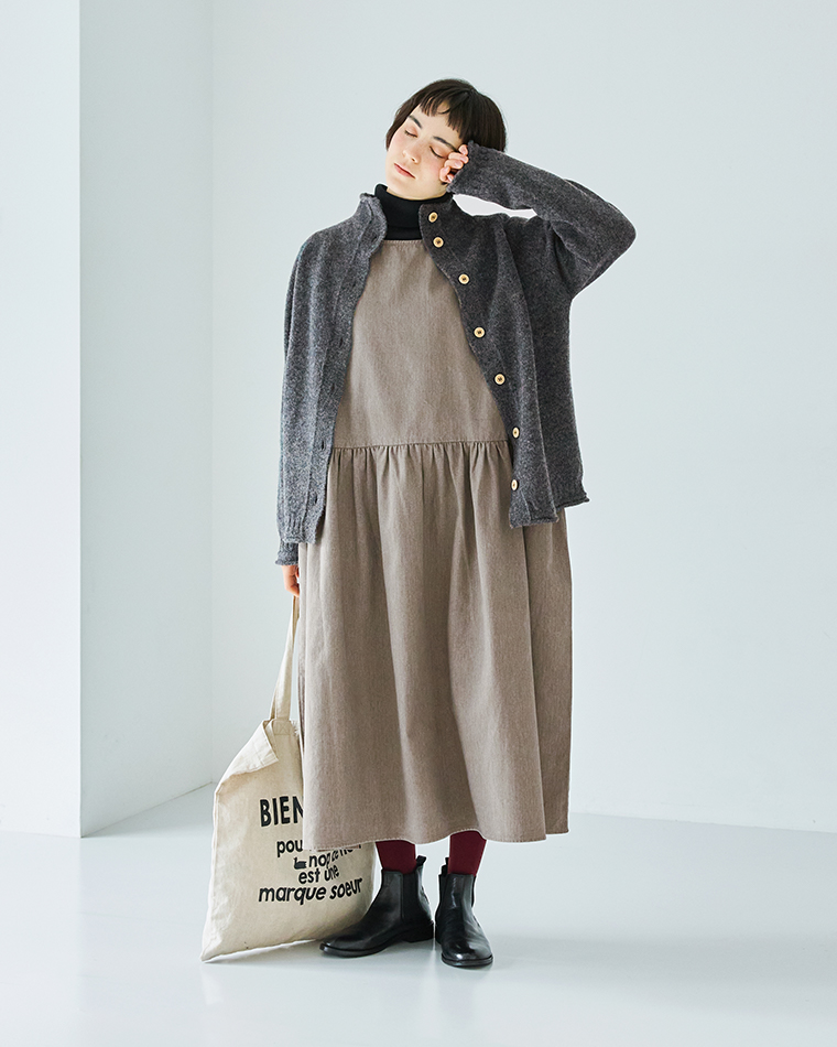 LUPILIEN by natulan アンティークツイルジャンパースカート モカのシルエット