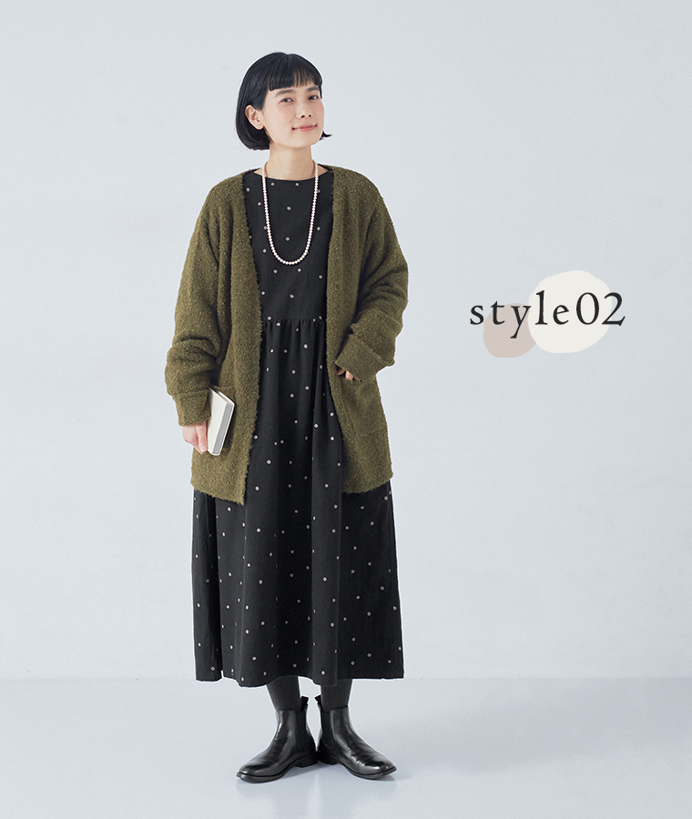 【 D*g*y 】コットン起毛くずれドットワンピース style02