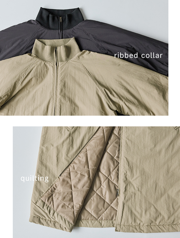 LUPILIEN by natulan  ナイロン中綿リブカラーコート　生地アップ