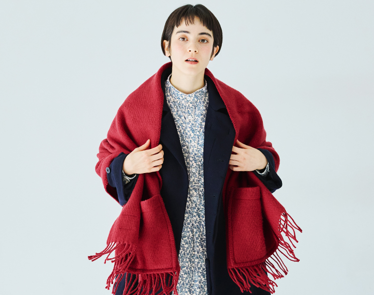 LAPUAN KANKURIT ポケットショールUNI  ダークレッド