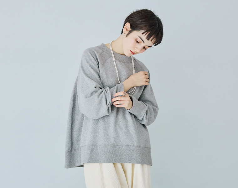 UNPLE  ニット裏起毛モックネックプルオーバー　グレーの正面