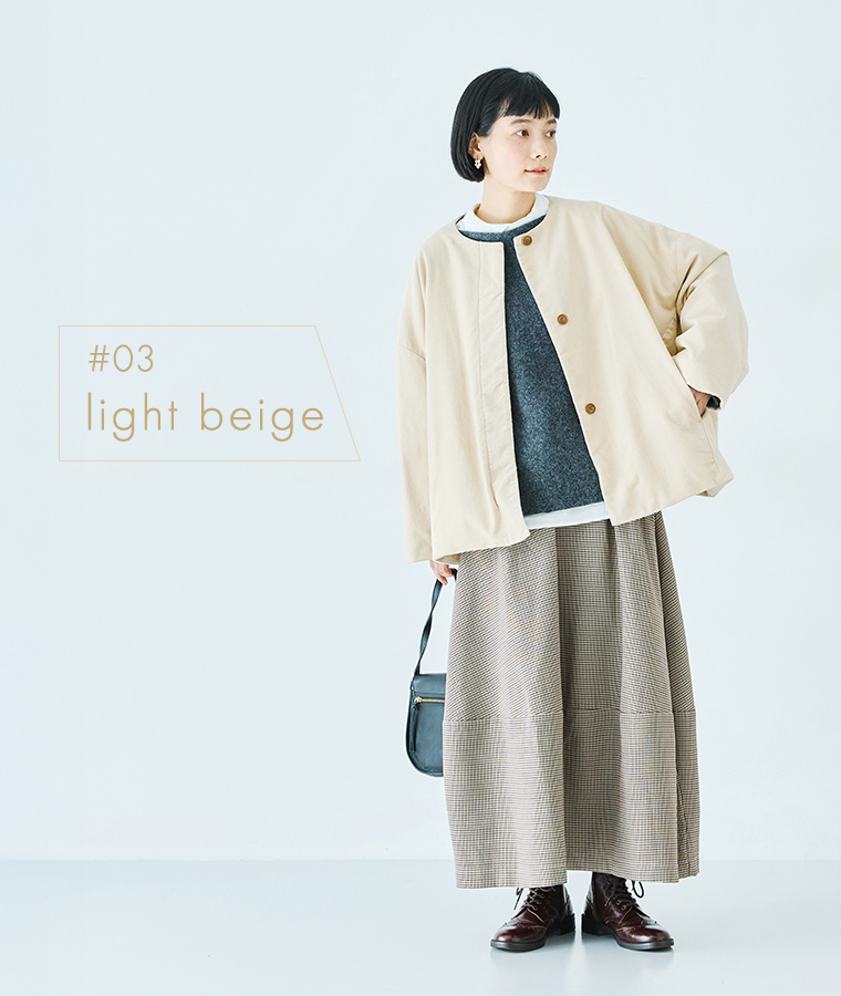 【 so 】コットン変形コーデュロイノーカラーコクーンジャケット ライトベージュ