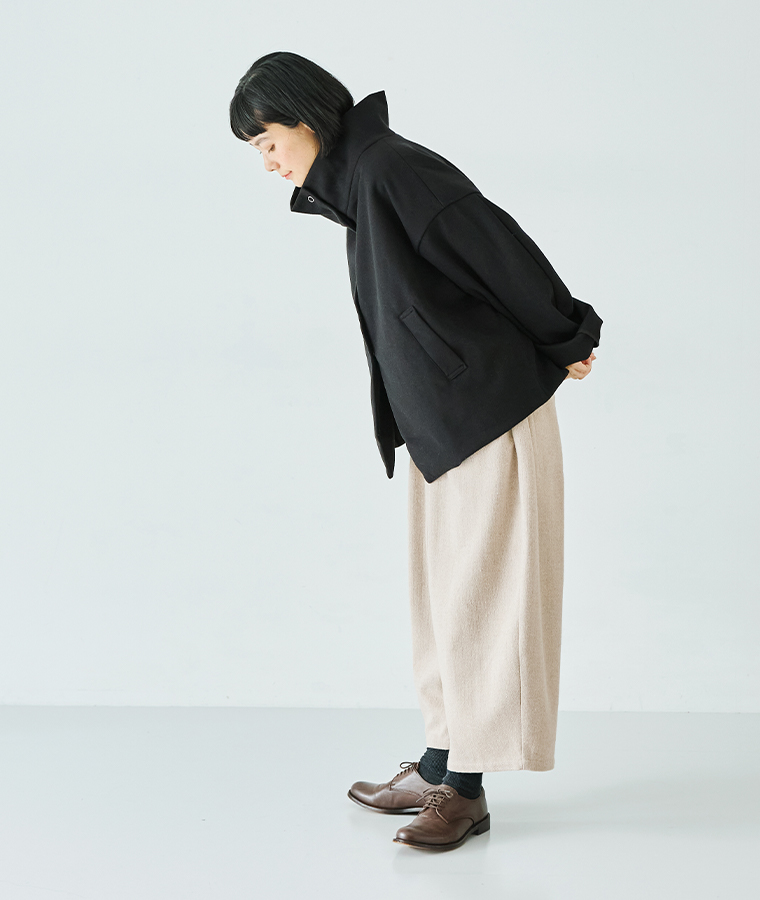 le ciel a temps doux ヘリンボーンセミワイドパンツ(キナリ)の全身横