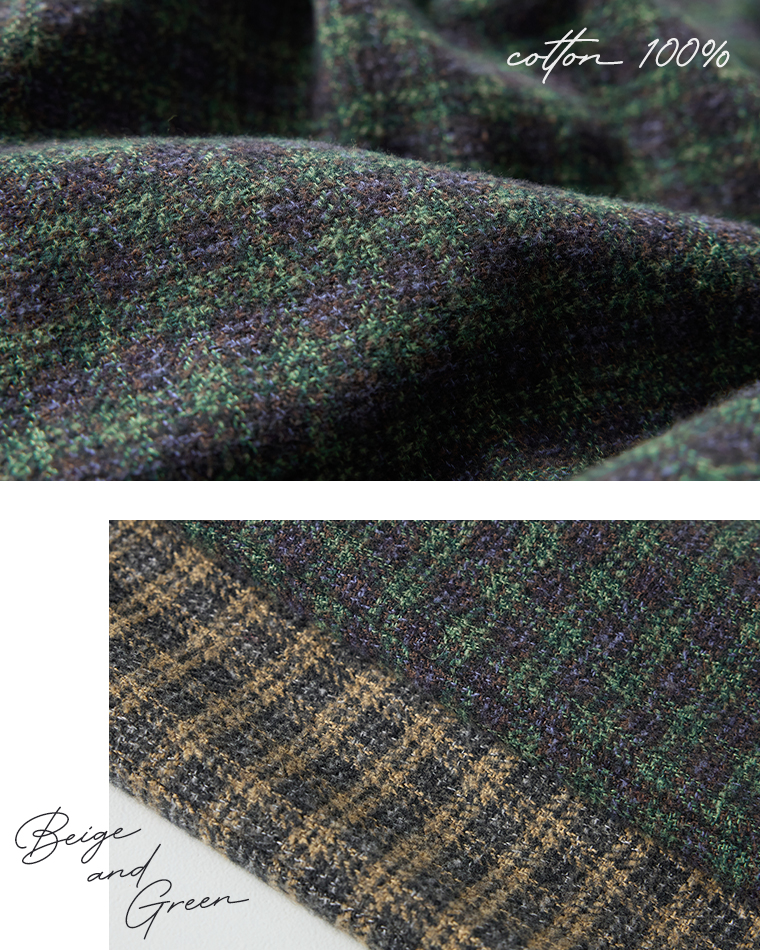 &yarn  コットンツイードチェックバルーンパンツ　ツイード　生地アップ