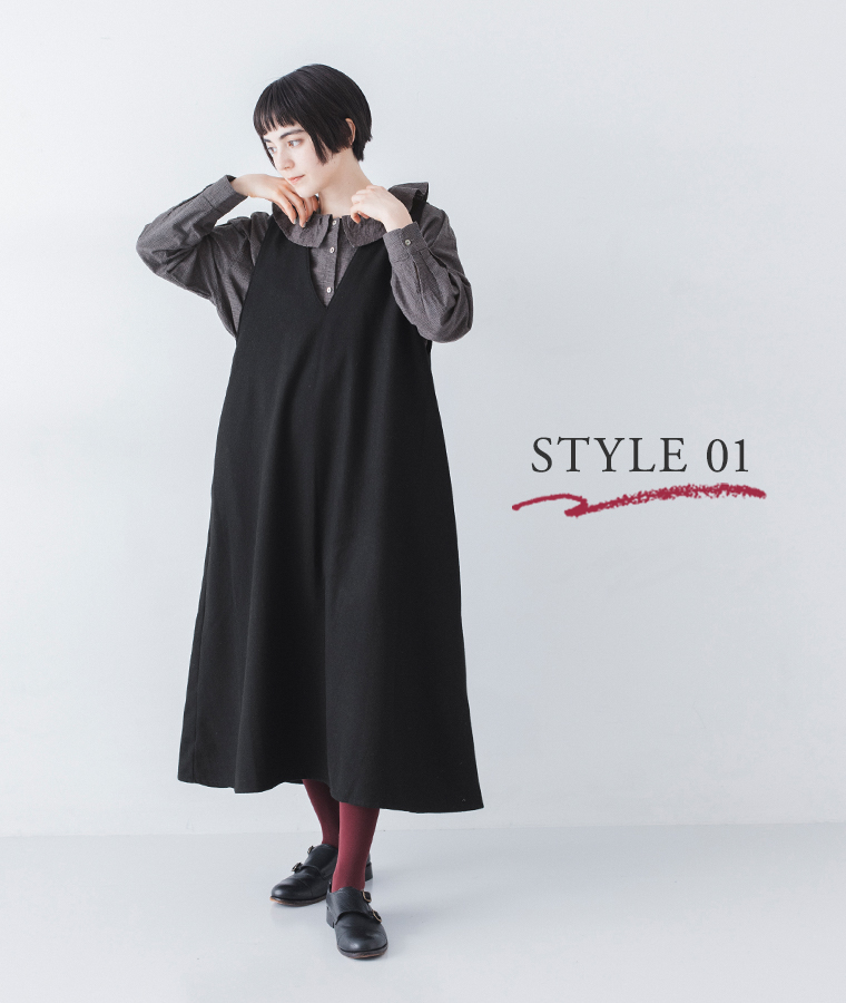 HEAVENLY  ウールミックスジャンパースカート ブラック