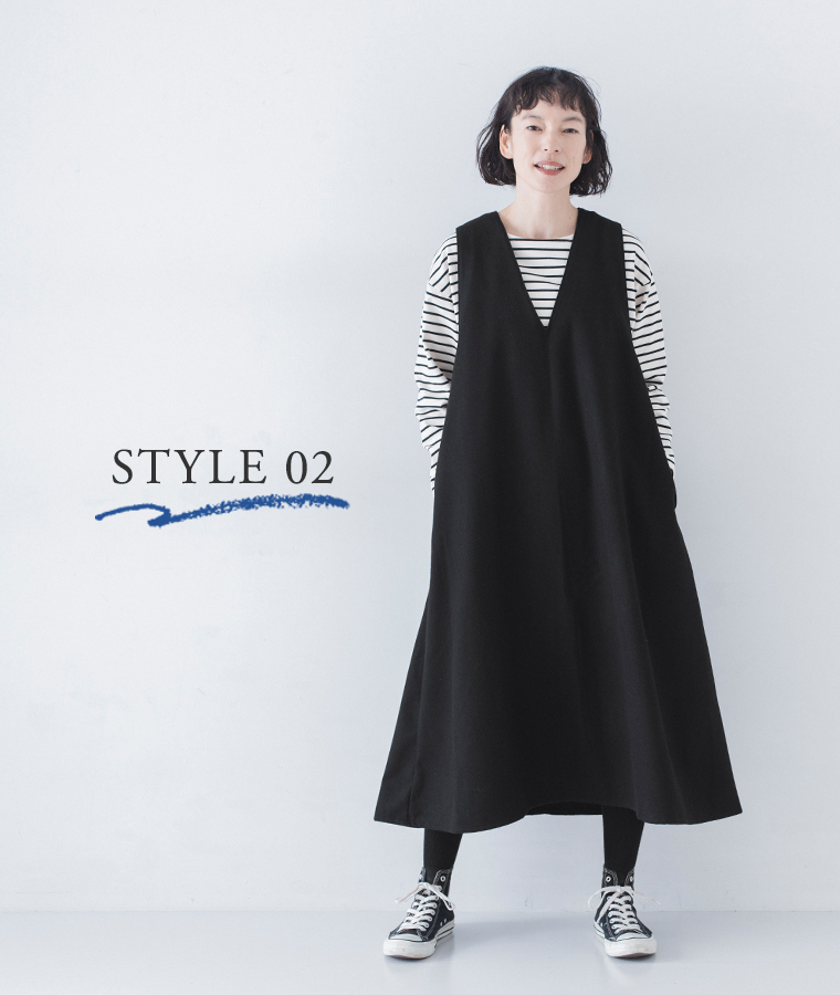 HEAVENLY  ウールミックスジャンパースカート ブラック カジュアル