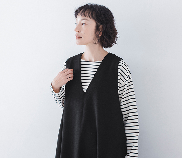 HEAVENLY  ウールミックスジャンパースカート ブラック カジュアル 上半身寄り