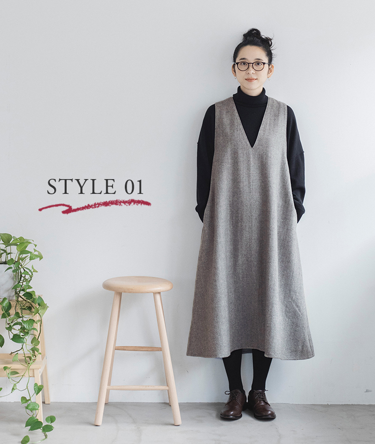 HEAVENLY  ウールミックスジャンパースカート ブラック