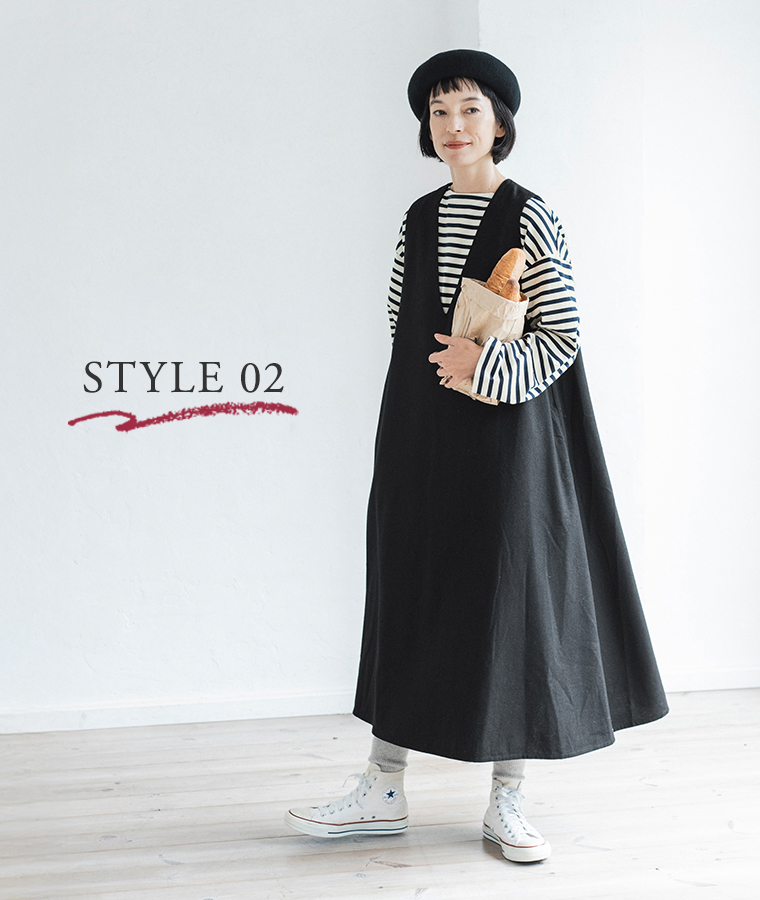 HEAVENLY  ウールミックスジャンパースカート ブラック カジュアル