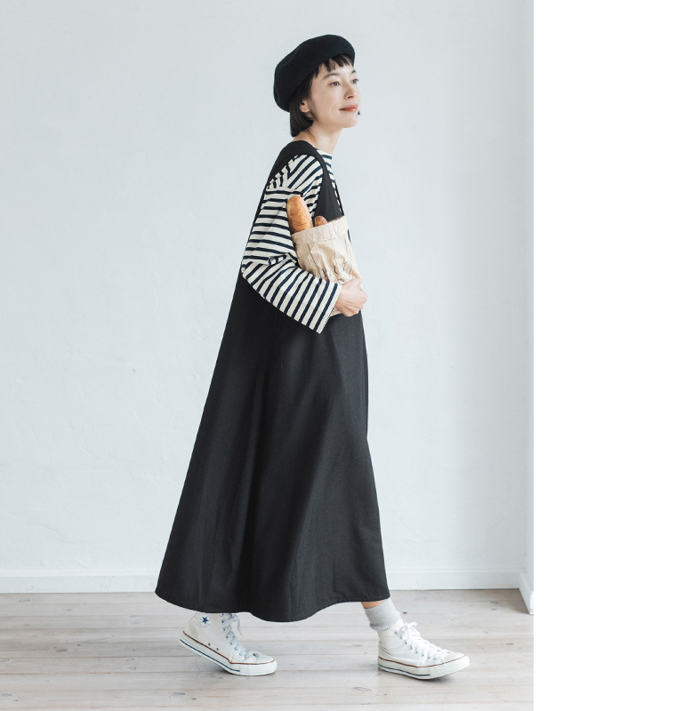 HEAVENLY  ウールミックスジャンパースカート ブラック カジュアル 後ろ