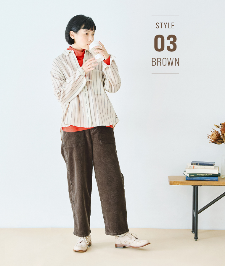 NORTHERN TRUCK コーデュロイワークストレートパンツ(ブラウン)のコーディネート
