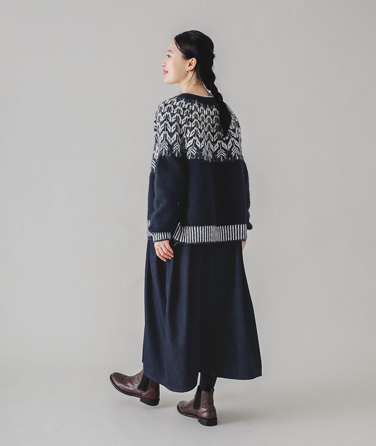 【 COLORK 】ニット求心柄カーディガン 全身コーディネート