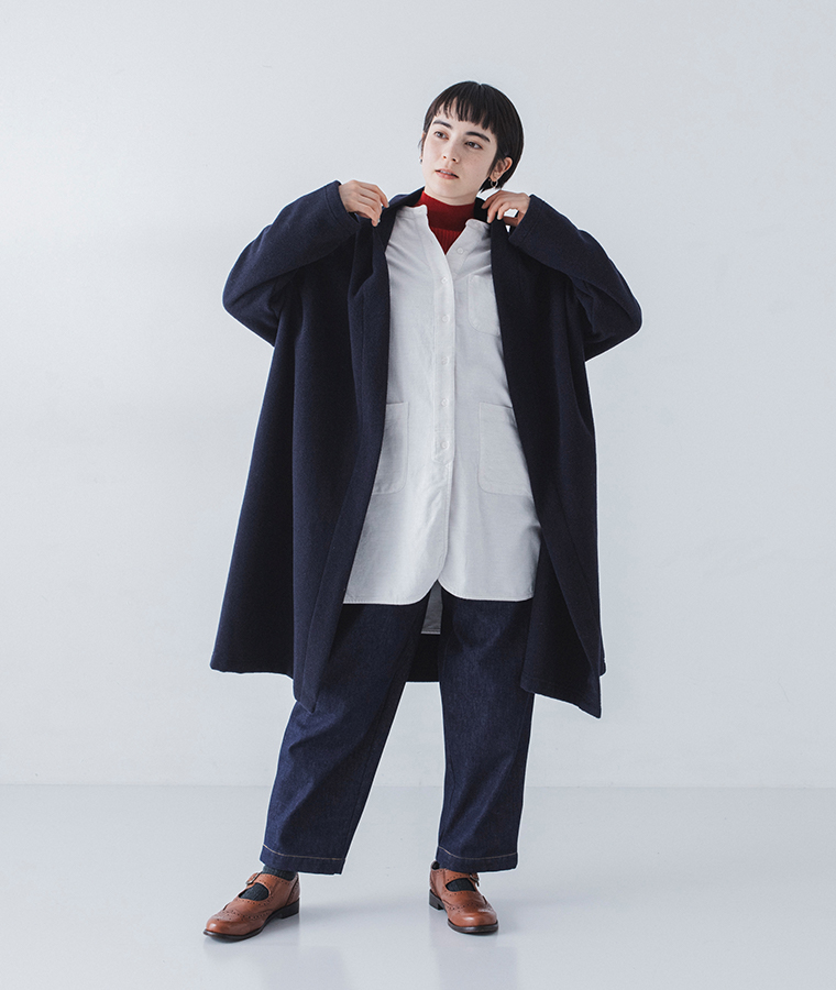 homeworking  裏ボアデニムあたたかパンツ アウター合わせ